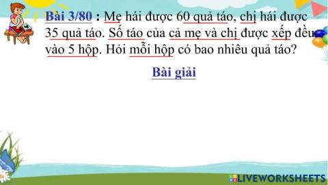 Tính giá trị biểu thức trang 80