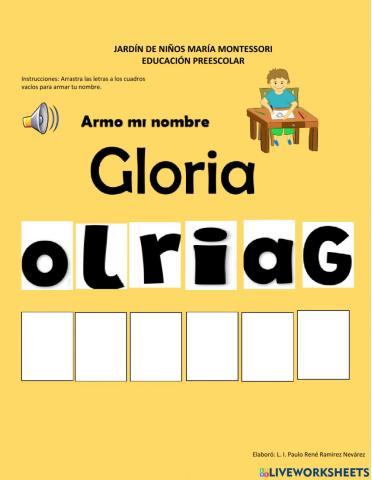 Armo mi nombre Gloria