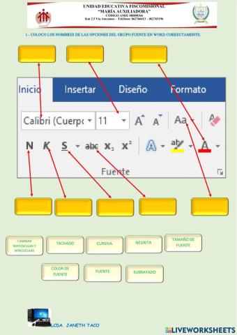 Grupo fuente en word