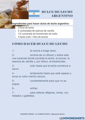 Receta Dulce de Leche