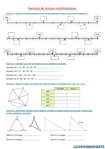 Mathématiques révisions