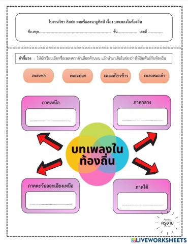 ใบงานวิชาศิลปะ ห้องเรียนครูอาย