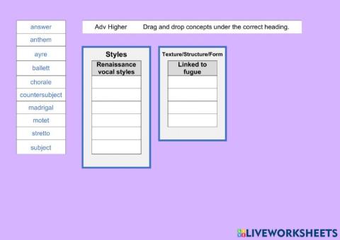 Advanced Higher Music: Mixed concepts 2A