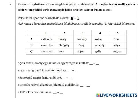 NYelvtan feladat