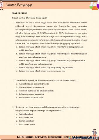 Soal pretest larutan penyangga