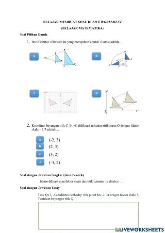 Soal Transformasi Geometri Dilatasi