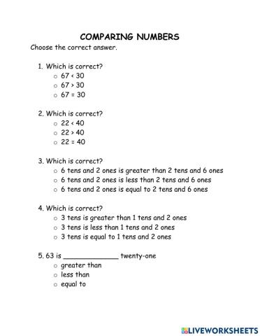 Comparing numbers