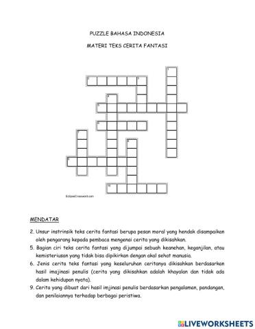 Puzzle teks cerita fantasi