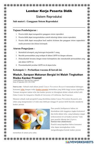 LKPD Gangguan Sistem Reproduksi Kel 1