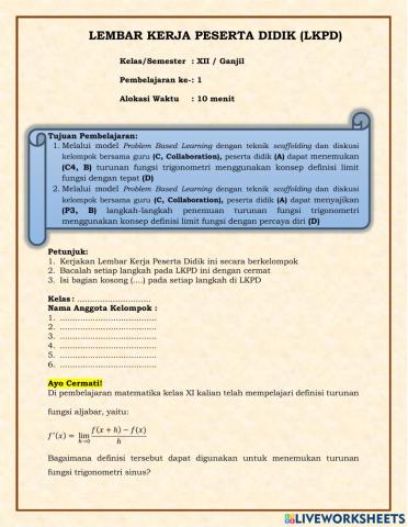 Menemukan Turunan Sin