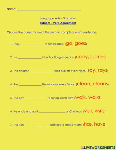 Subject - Verb Agreement