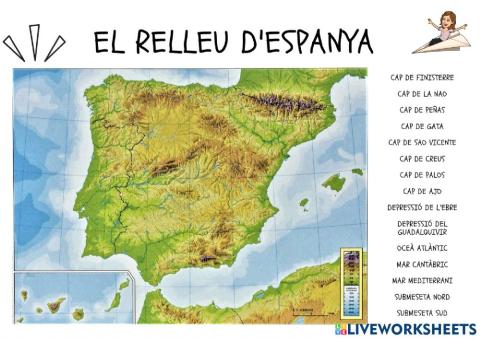 Relleu d'Espanya I:caps, depressions, submessetes i mars i oceà. i