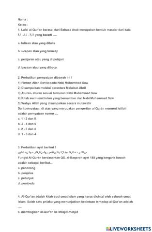 Latihan soal alquran hadis