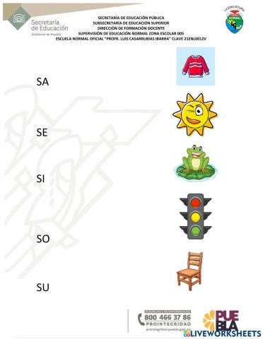 Silaba dde sa, se ,si, so, su