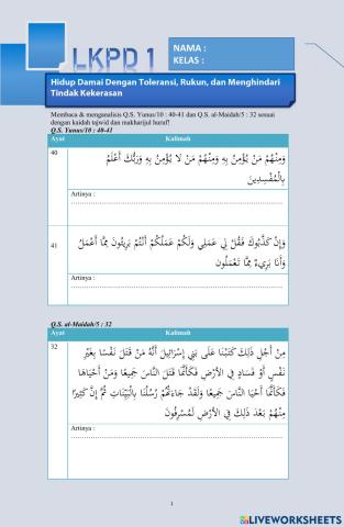 Lembar Kerja- Materi TOLERANSI