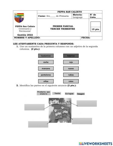 Evaluación parcial - lenguaje