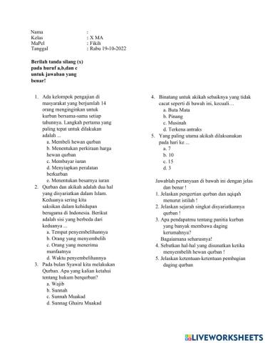 Latihan soal fiqh kelas 10 ma