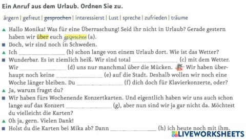 Menschen A 2.2. Lektion 18: Die Verben ergänzen