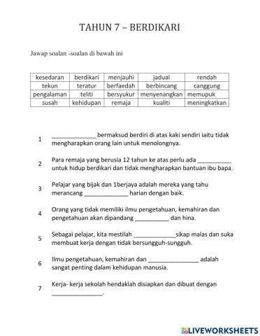 BERDIKARI -isi tempat kosong