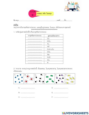 อะตอมและโมเลกุล