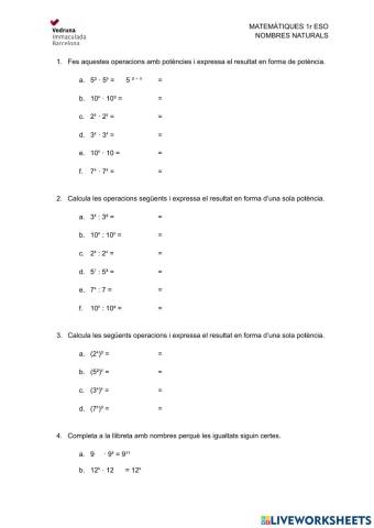 Operacions potencies