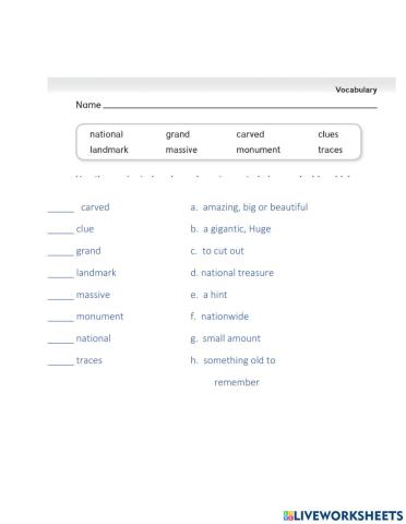 Unit 1 week 5 vocab quiz 3r grade