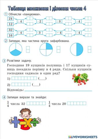 Таблиця множення і ділення 4