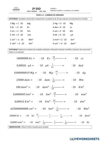 2ESO FyQ cambios de unidades