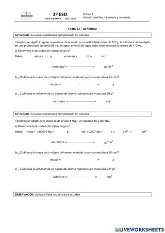 2ºESO FyQ densidad