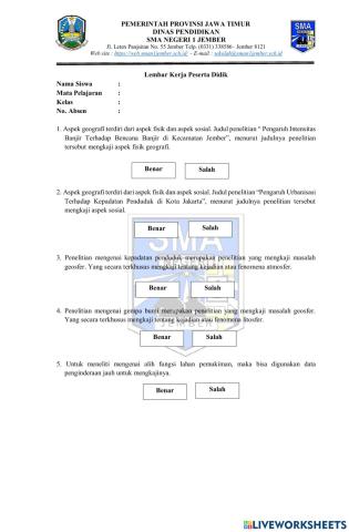 Lkpd penelitian geografi