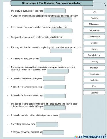 History Chapter 1: Vocabulary