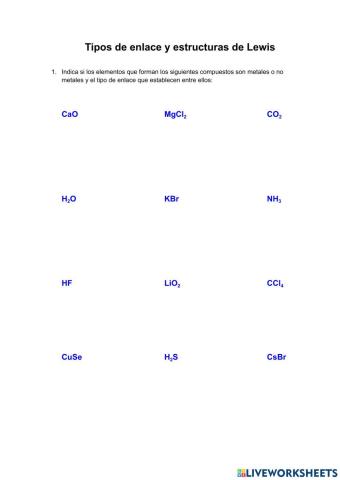 Tipos de enlace y estructuras de Lewis