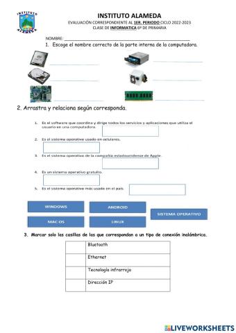 Examen 1er. periodo informática 6º prim