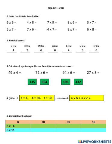 Înmulțirea 0-10000