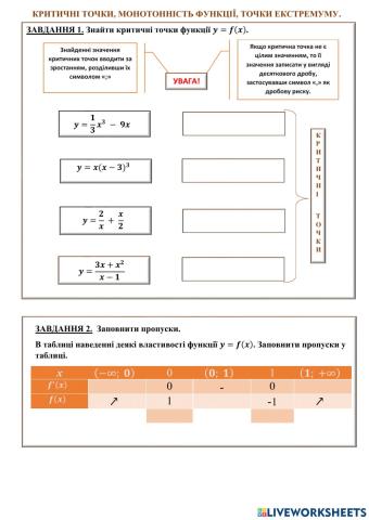 Критичні точки. екстремуми. монотонність.