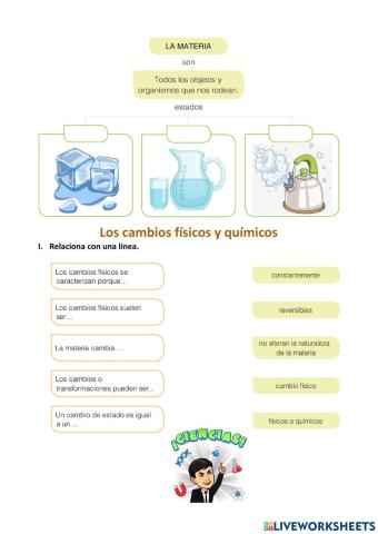 La materia, Cambios físicos y químicos