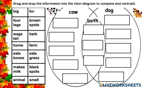 Compare and Contrast a Cow and a Dog.