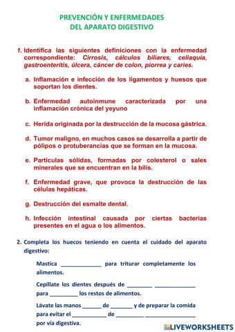 Prevención y enfermedades del aparato digestivo