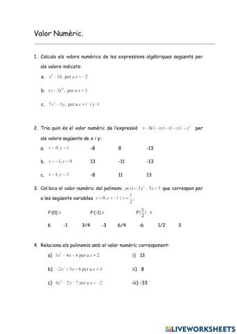 Valor numèric (4-exercicis)