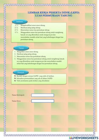 LKPD Luas Permukaan Tabung