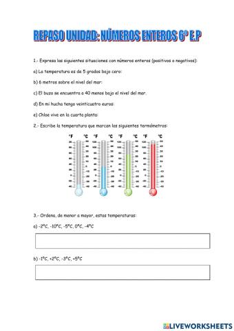 Repaso tema números enteros 6ºe.p