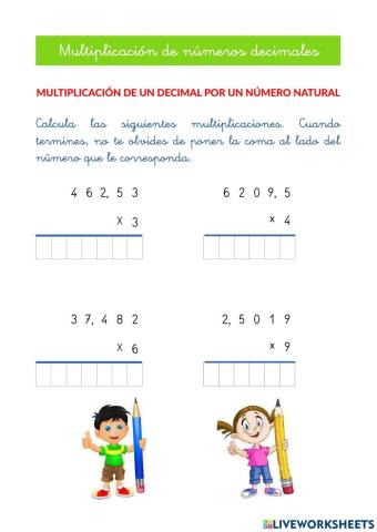 Multiplicación de números decimales