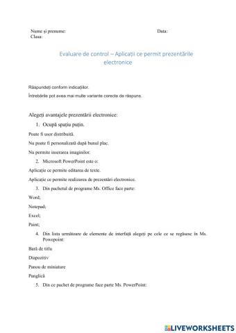 Evaluare - PowerPoint