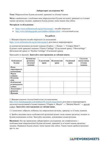 Мікроскопічна будова кісткової, хрящової та м'язової тканин.