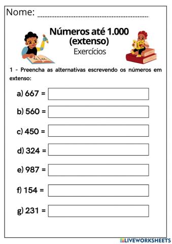 Números até 1.000 (extenso)