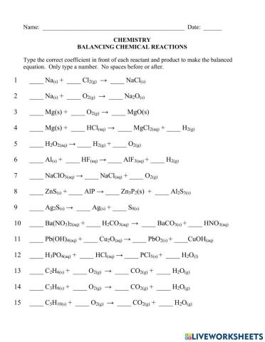 Balancing Chemical Reactions