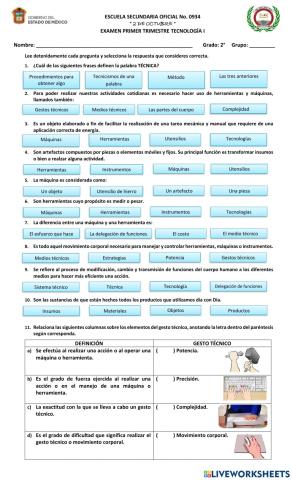 Primer Examen Trimestral Tecnología 2°