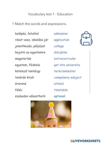 Education vocabulary Test 1
