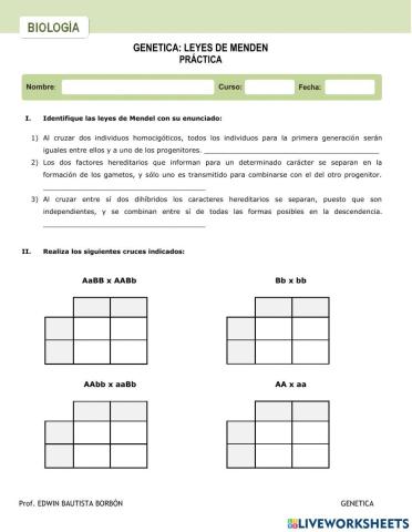 Examen: Leyes de Mendel