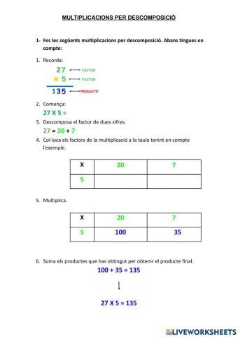 Multiplicacions per descomposició